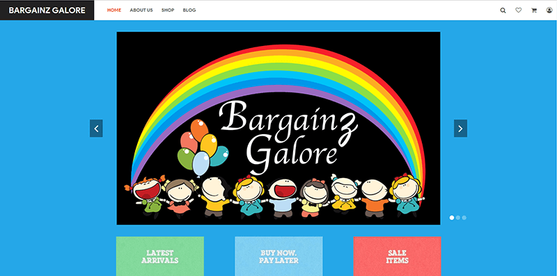 Bargainz Galore Mockup Home Webpage