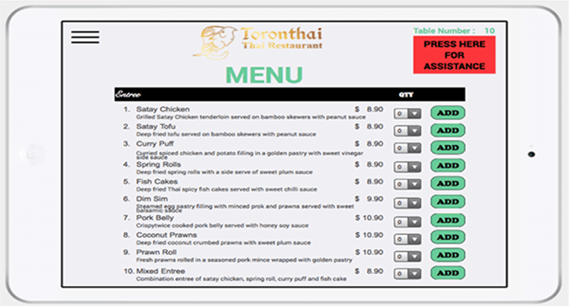 Toronto Thai Menu page